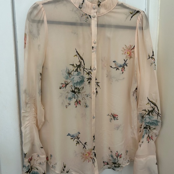 Joie Elsie Silk Floral Blouse in Rosebud Pink Medium - Picture 3 of 8